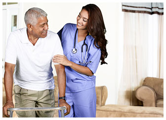 nursing student helping elderly patient