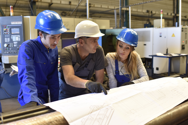 engineers with hard hats